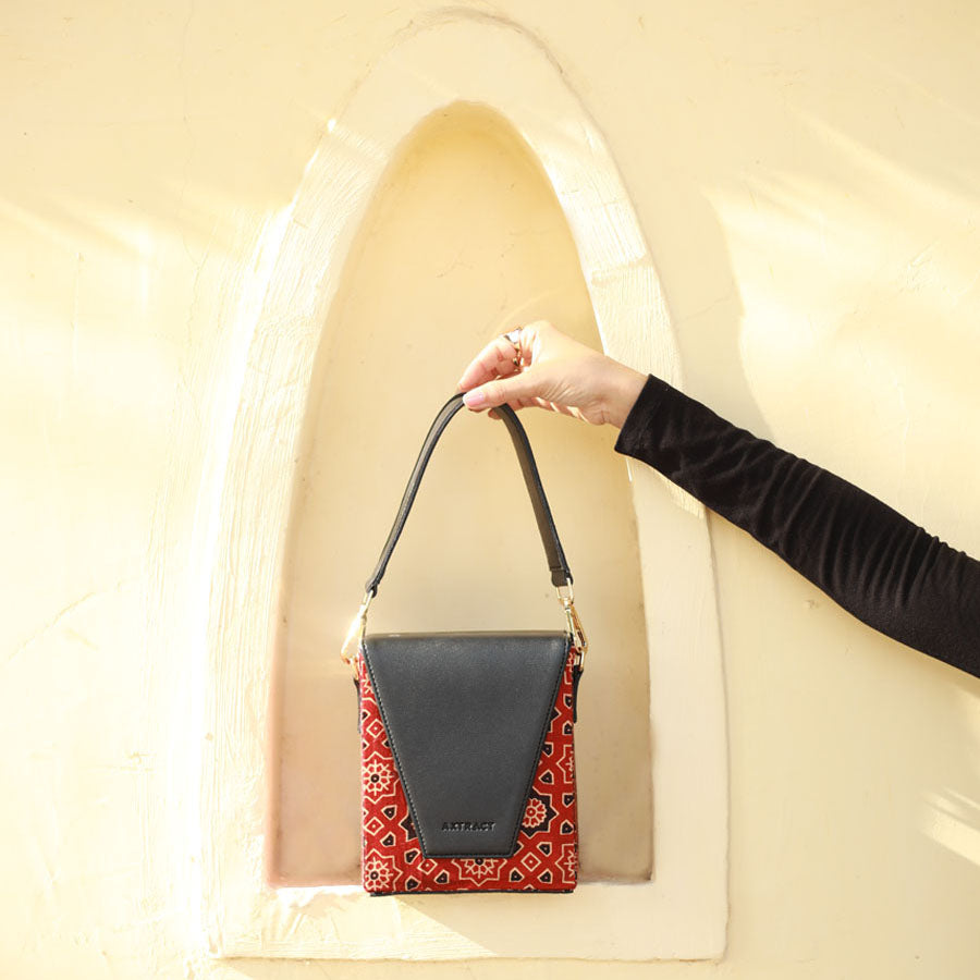 Red Edgebox - Rectangular Kutchi Handcrafted Bag