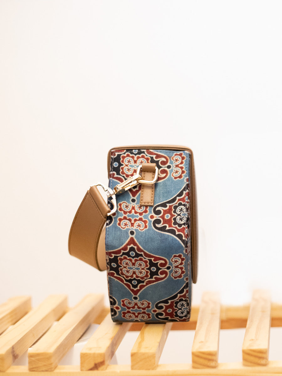 Blue Hexbox - Hexagonal Kutchi Handcrafted Bag