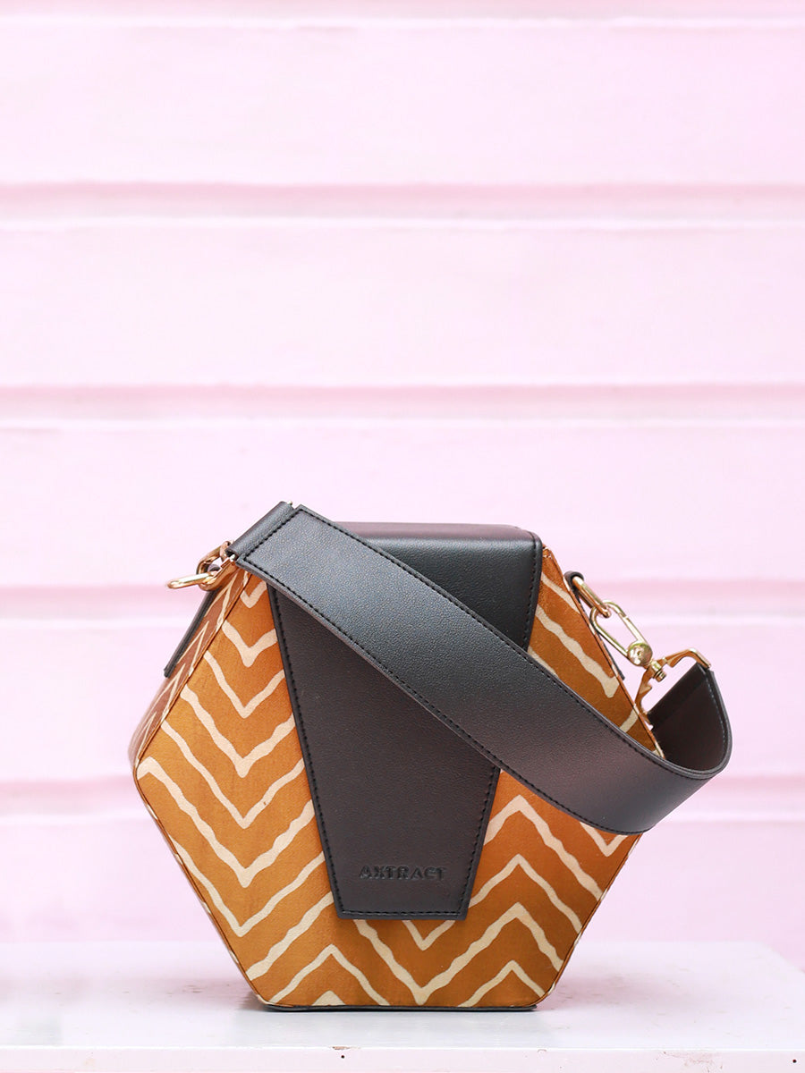 Yellow Hexbox - Hexagonal Kutchi Handcrafted Bag